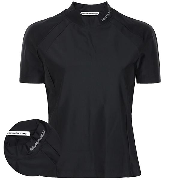 ALEXANDER WANG Black Mock Neck Rashguard T-Shirt 4CC1251533 001
