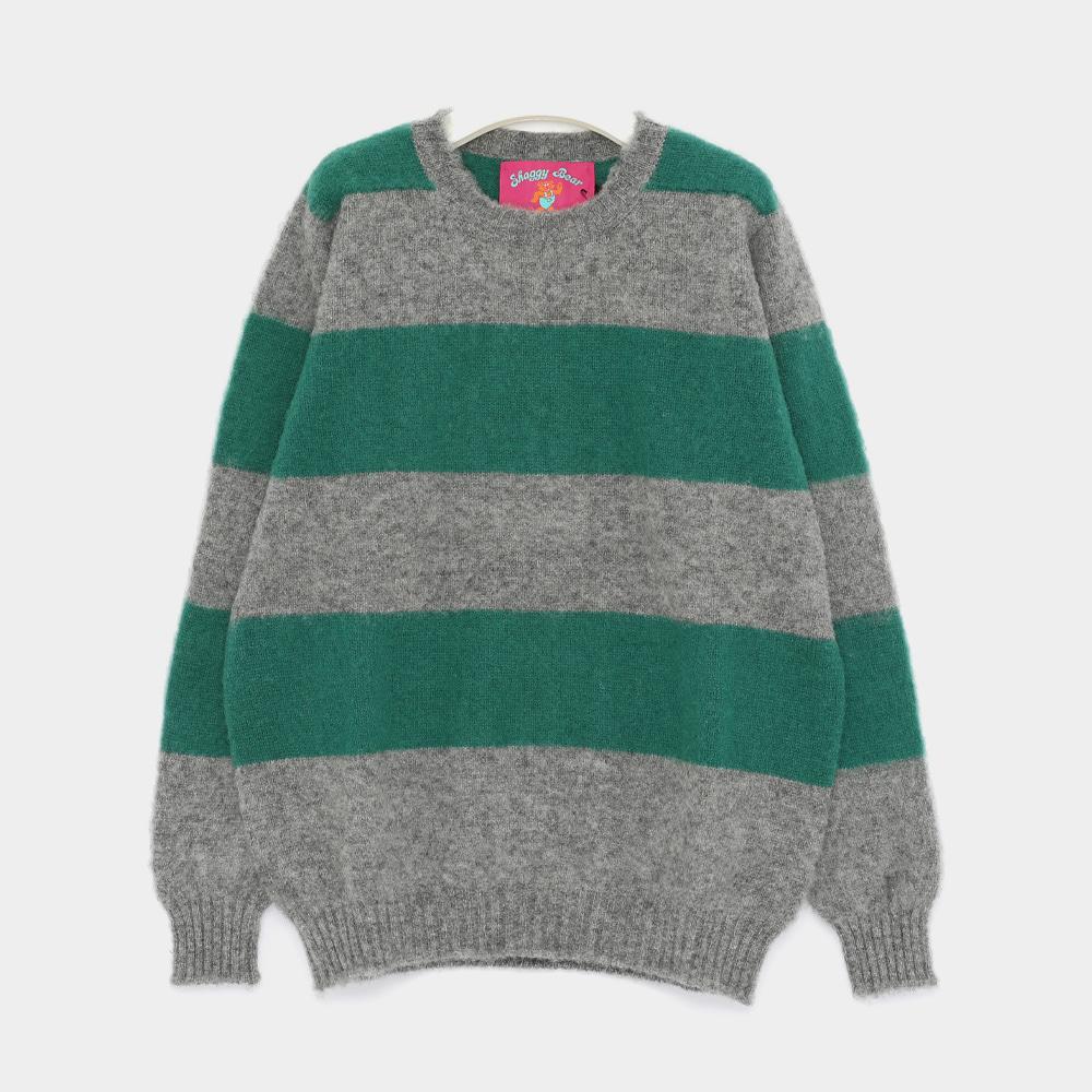 HOWLIN Shetland Wool Men’s Crewneck Sweater Shaggy Bear Chunky Stripes