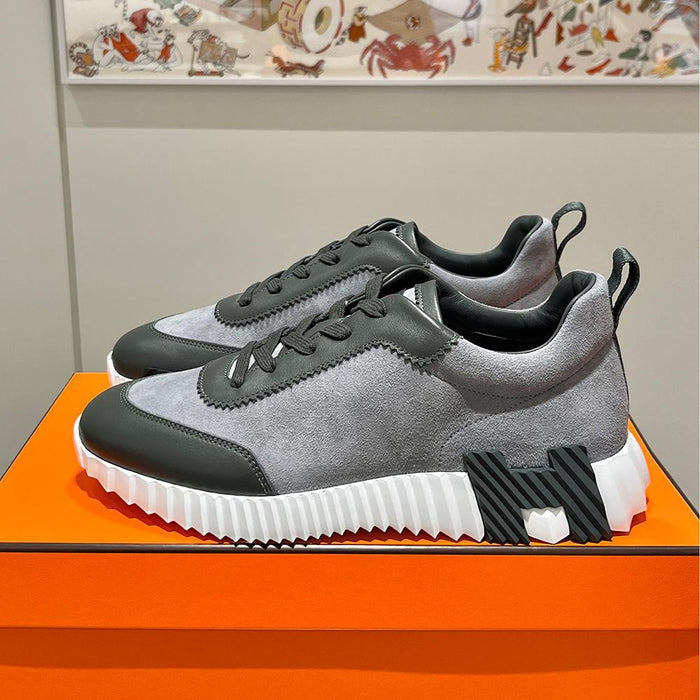 HERMES Men’s Bouncing Calfskin Gray H Dark Gray Low-Top Sneakers