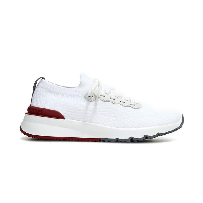 Brunello Cucinelli White Leather Patch Knit Runner Sneakers