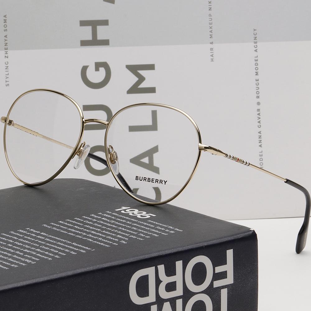 BURBERRY Round Metal Gold Frame Eyeglasses Unisex BE1366 1109