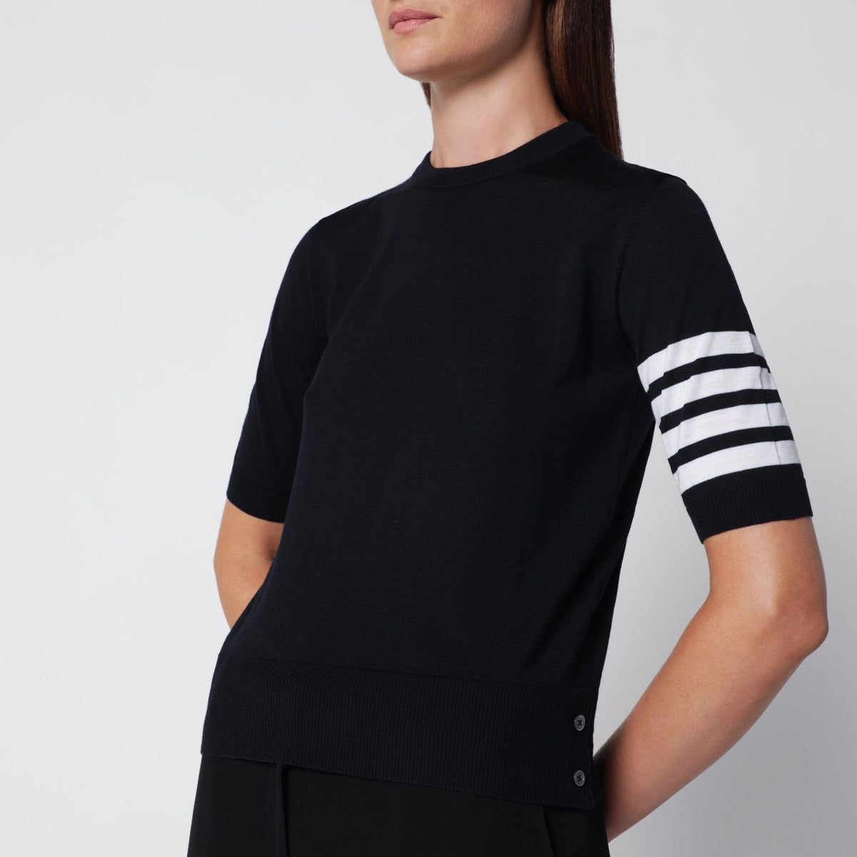 THOM BROWNE Wool Round Neck Knit Sweater Women’s Black