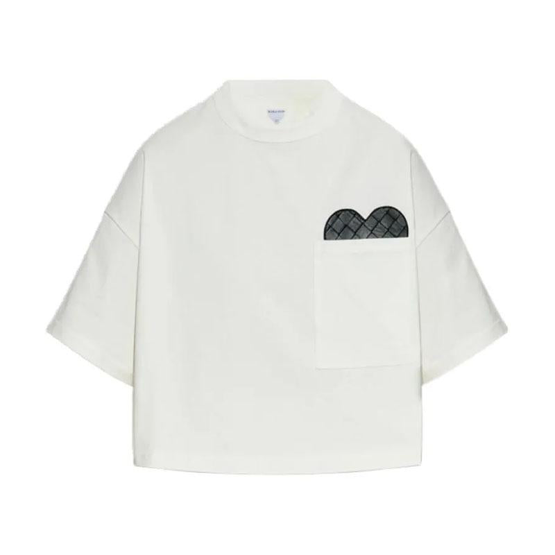 Bottega Veneta White Heart Cotton Women’s Crop T-Shirt