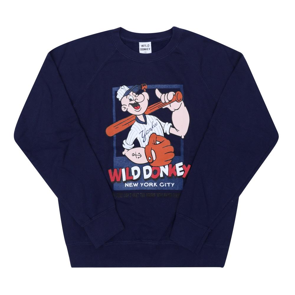 Wild Donkey Navy Graphic Crewneck Sweatshirt for Men