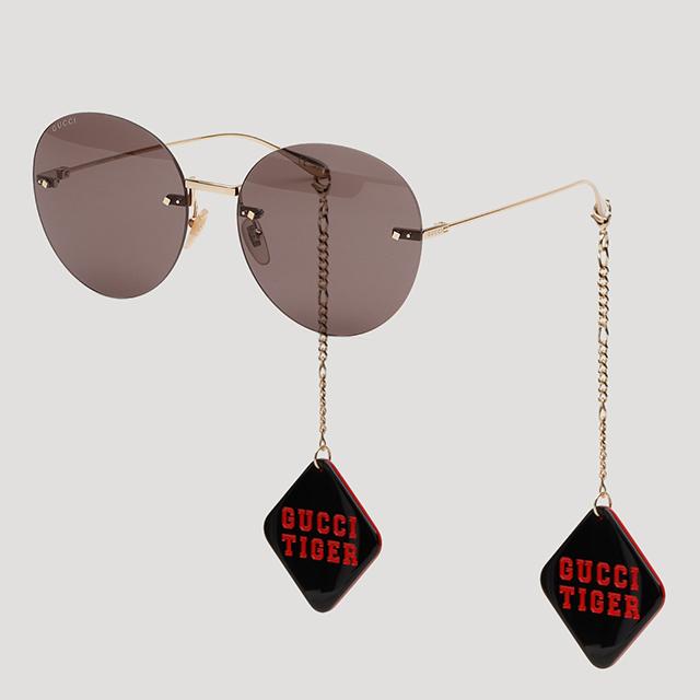 GUCCI Tiger Chain Detail Sunglasses Unisex