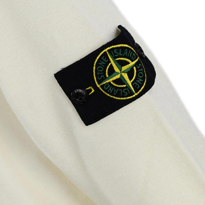 STONE ISLAND Ivory Woven Patch Crewneck Knit Sweater Men's