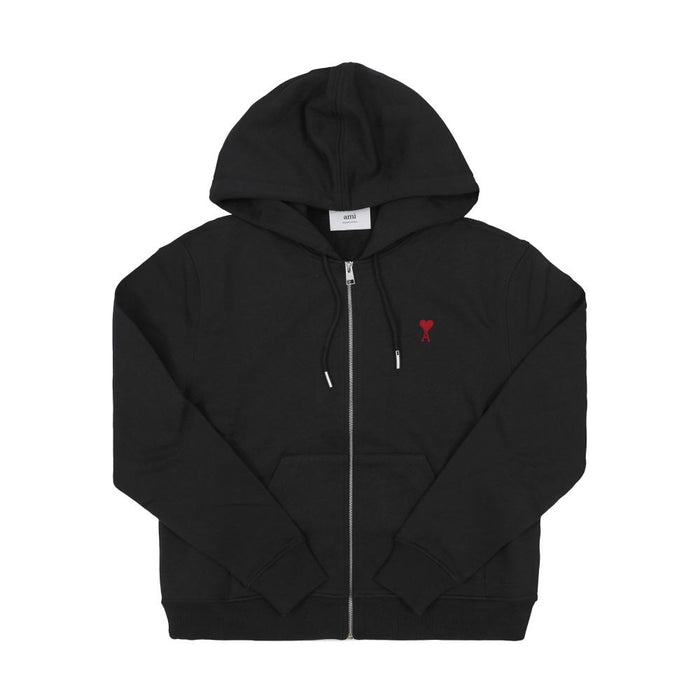 AMI Small Heart Logo Zip Hoodie Black Unisex