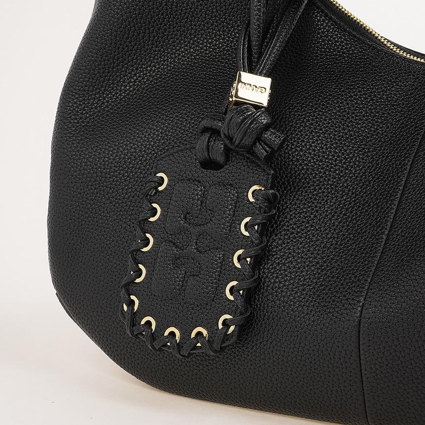 GANNI Women's Grained Leather Medium Hobo Bag A6981 099