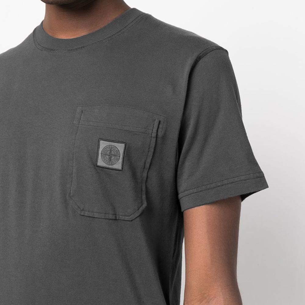 STONE ISLAND Men's Logo Pocket T-Shirt Charcoal 761521957 V0065