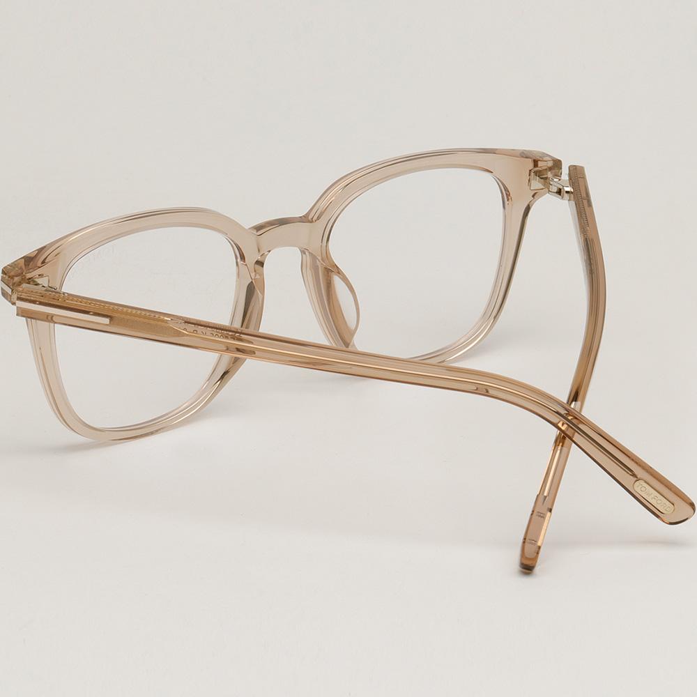 TOM FORD Blue Light Blocking Transparent Brown Square Acetate Eyegl TF5995KB 045