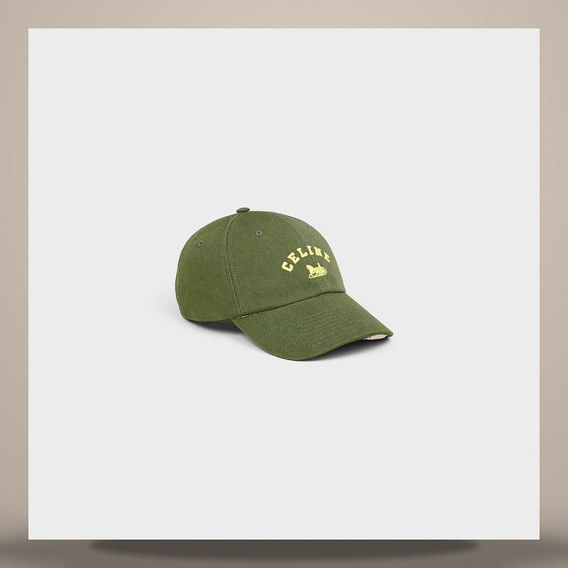 CELINE Rithuleiu Cotton Twill Khaki Cap AA0IE2U74 02KK