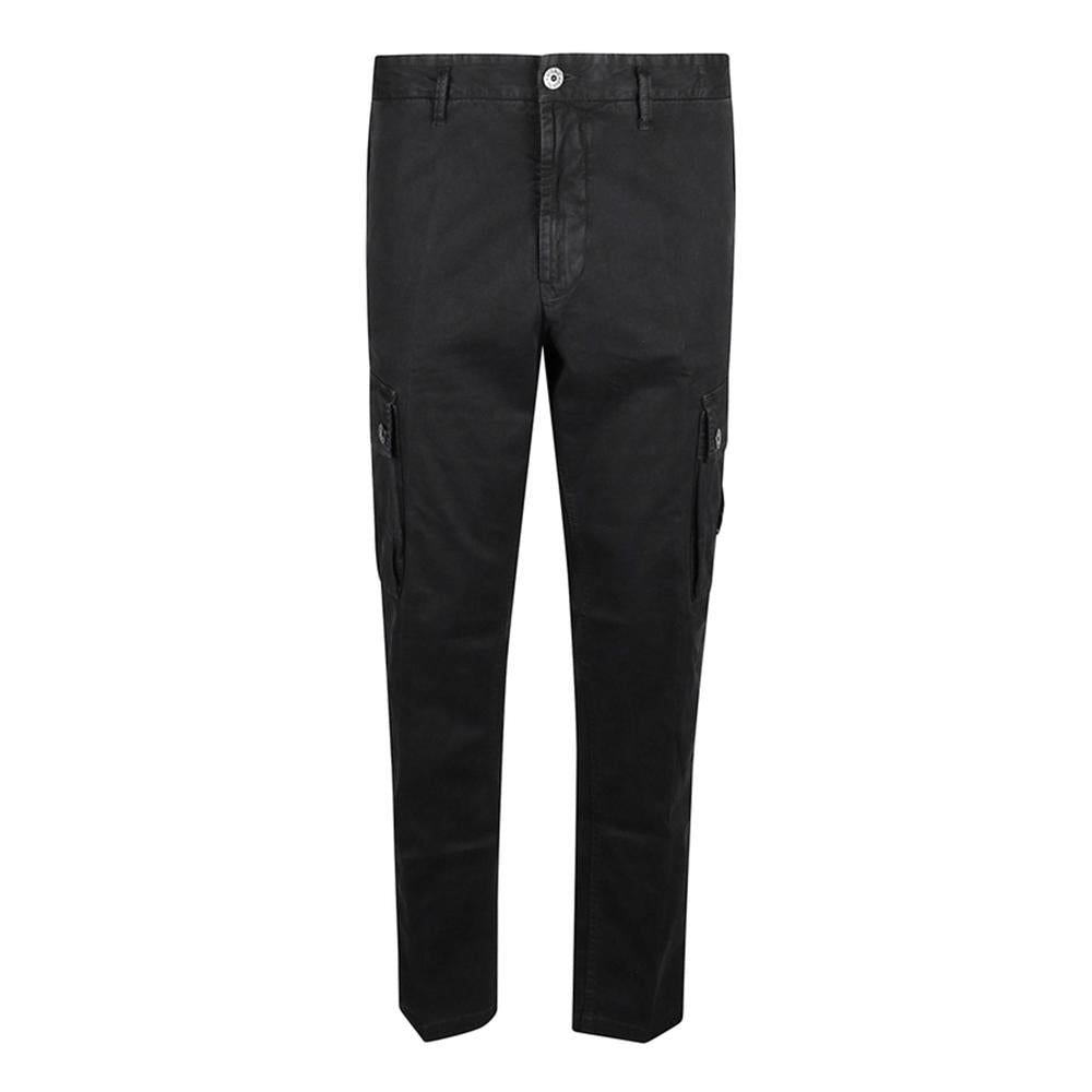 STONE ISLAND Organic Broken Twill Cotton Old Effect Slim Cargo Pants Black