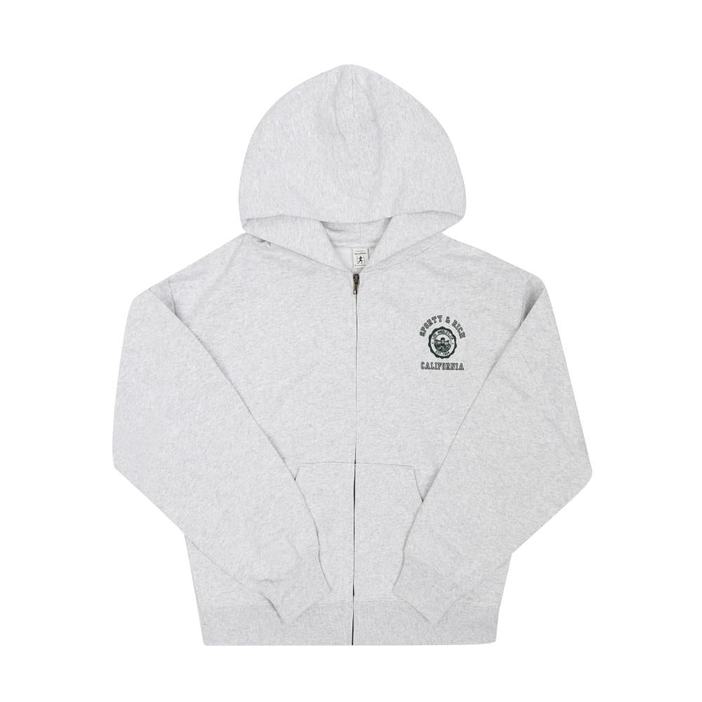 SPORTY&RICH Unisex Gray Cotton Zip-Up Hoodie ST08862508 GY03