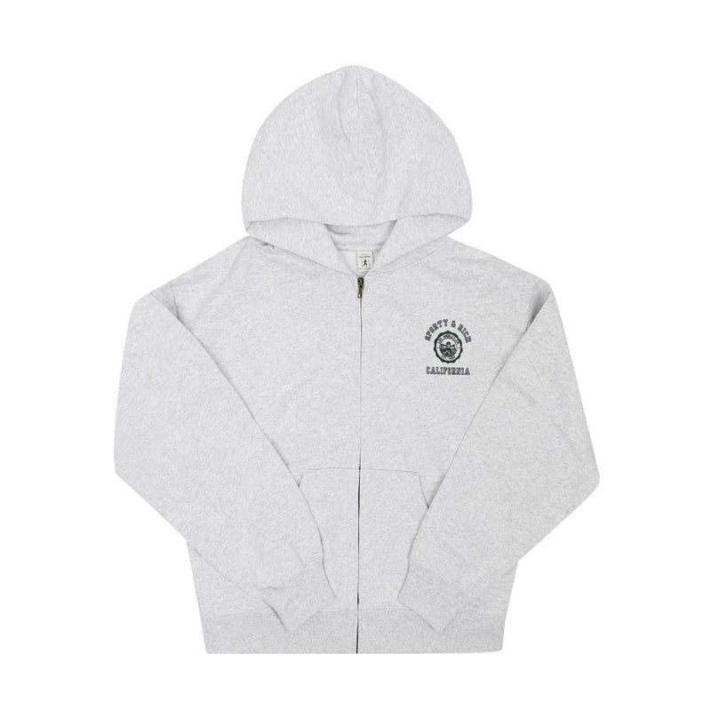SPORTY&RICH Unisex Gray Cotton Zip-Up Hoodie ST08862508 GY03