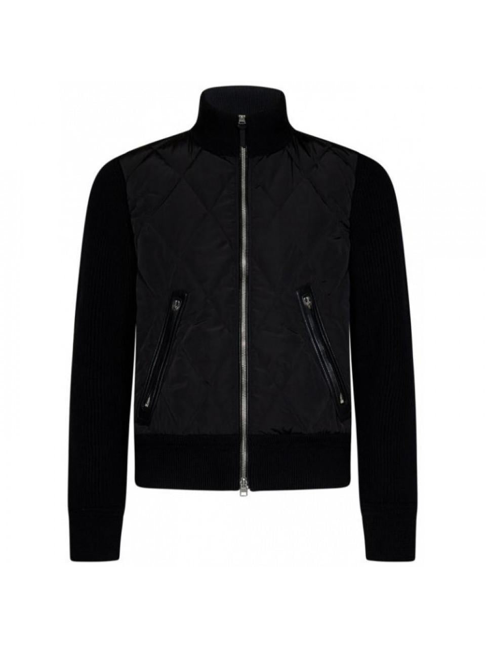 TOM FORD Men's Quilted Nylon Merino Wool Zip Cardigan Sw KZY007 YMW032 F23 LB999