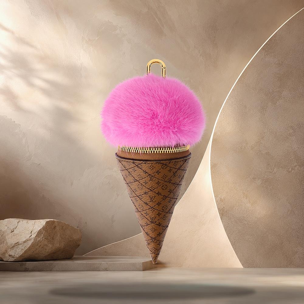 Louis Vuitton Pink LV Ice Cream Bag Charm Keyring M03945