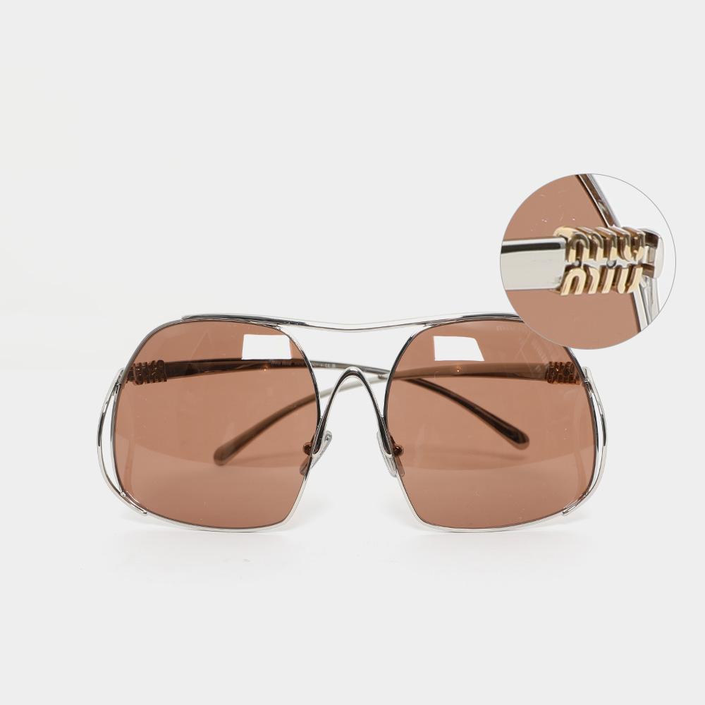 Miu Miu Silver Frame Brown Lens Women’s Sunglasses 0MU A55S 1BC90Q