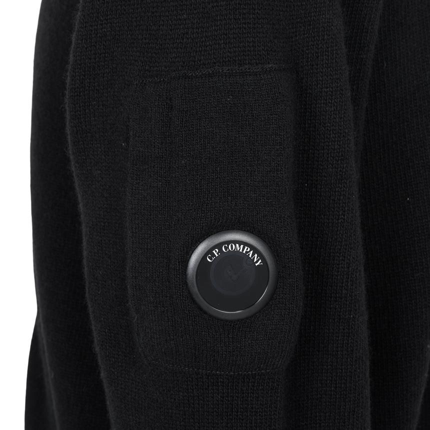 CP Company Men’s Zip-Up Knit Cardigan Black
