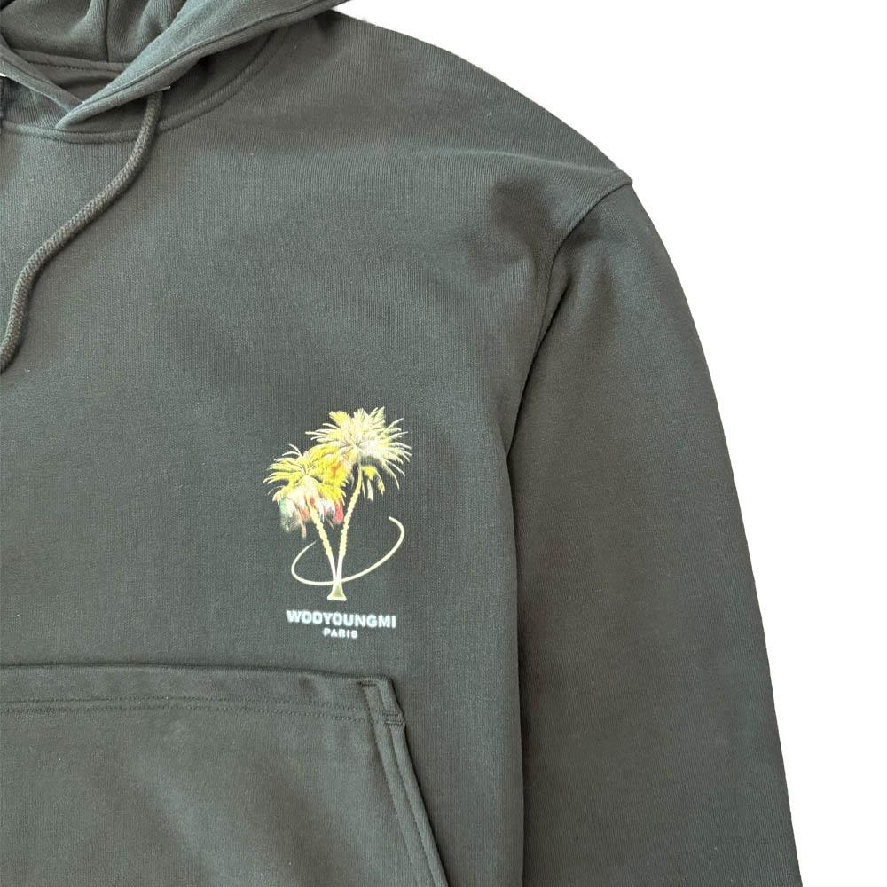 WOOYOUNGMI Black Palm Tree Graphic Hoodie W251TS34726B