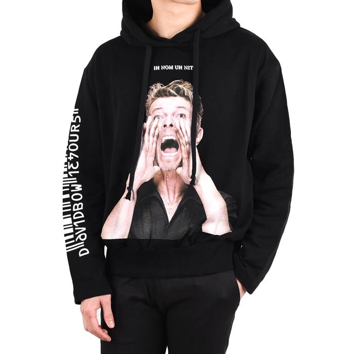 IH NOM UH NIT Bowie Barcode Logo Print Hooded T-Shirt for Men
