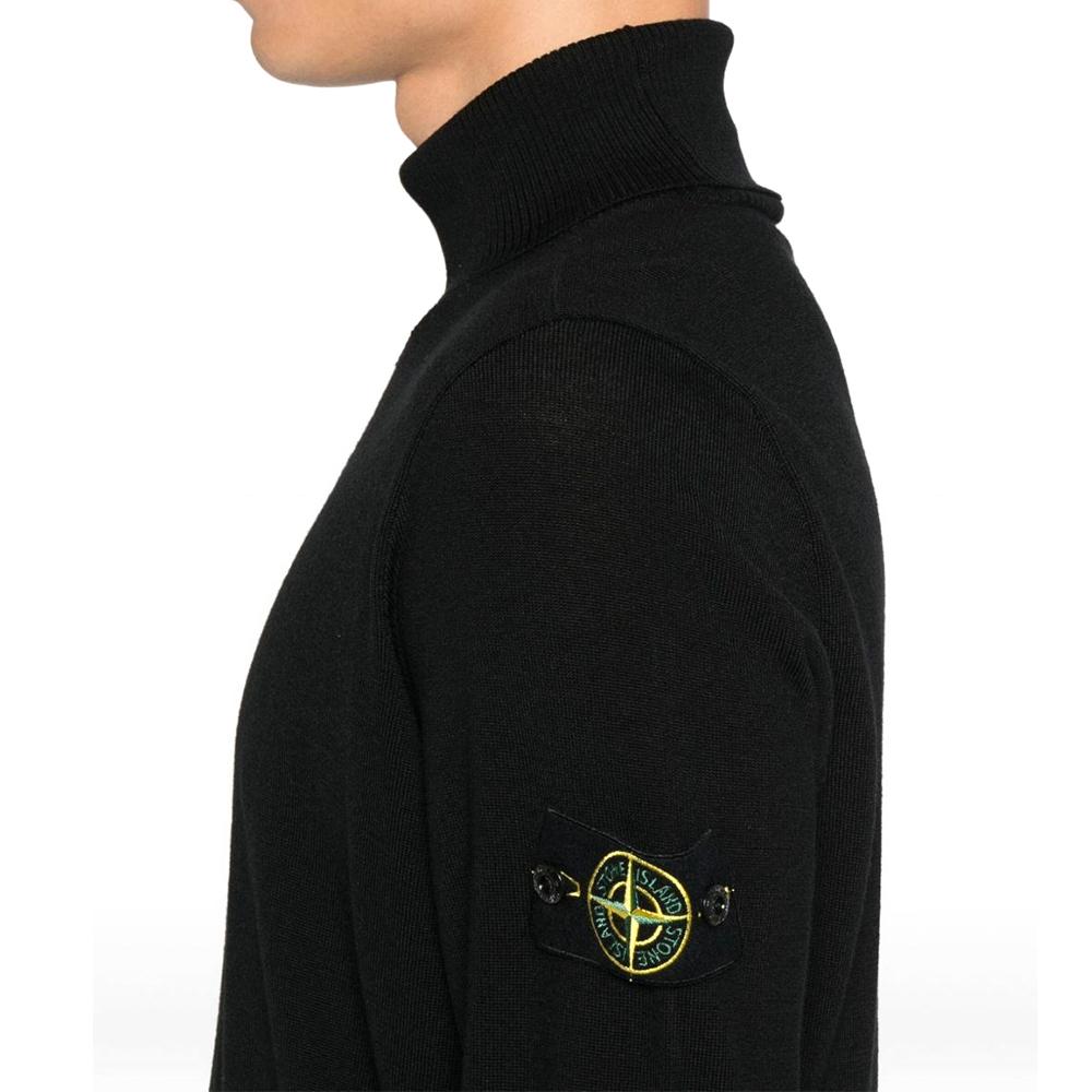 STONE ISLAND Lightweight RWS Pure Wool Turtleneck Sweater Black