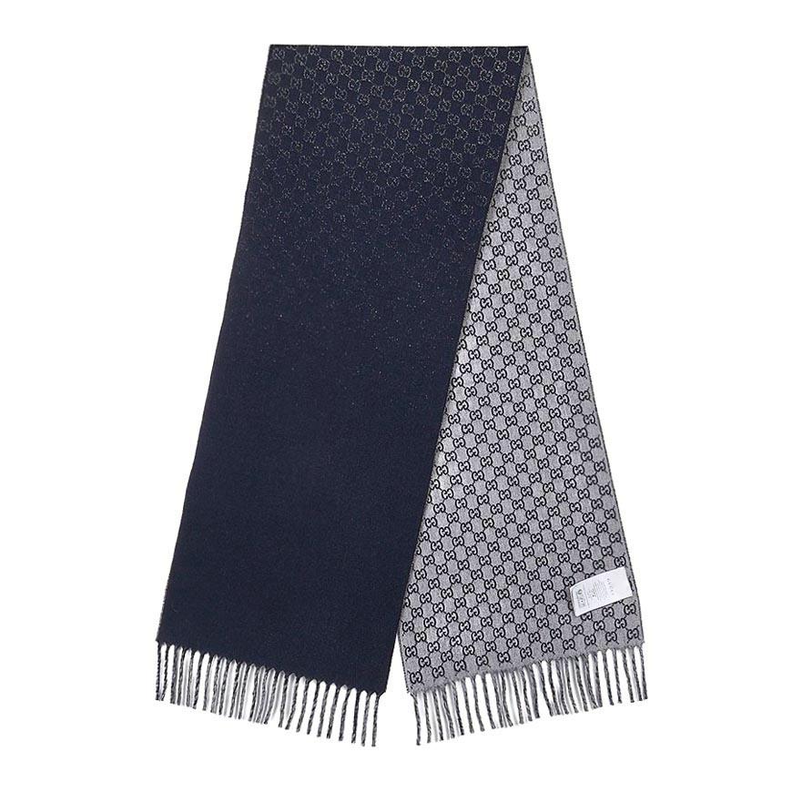 GUCCI Men’s GG Wool Jacquard Scarf Navy