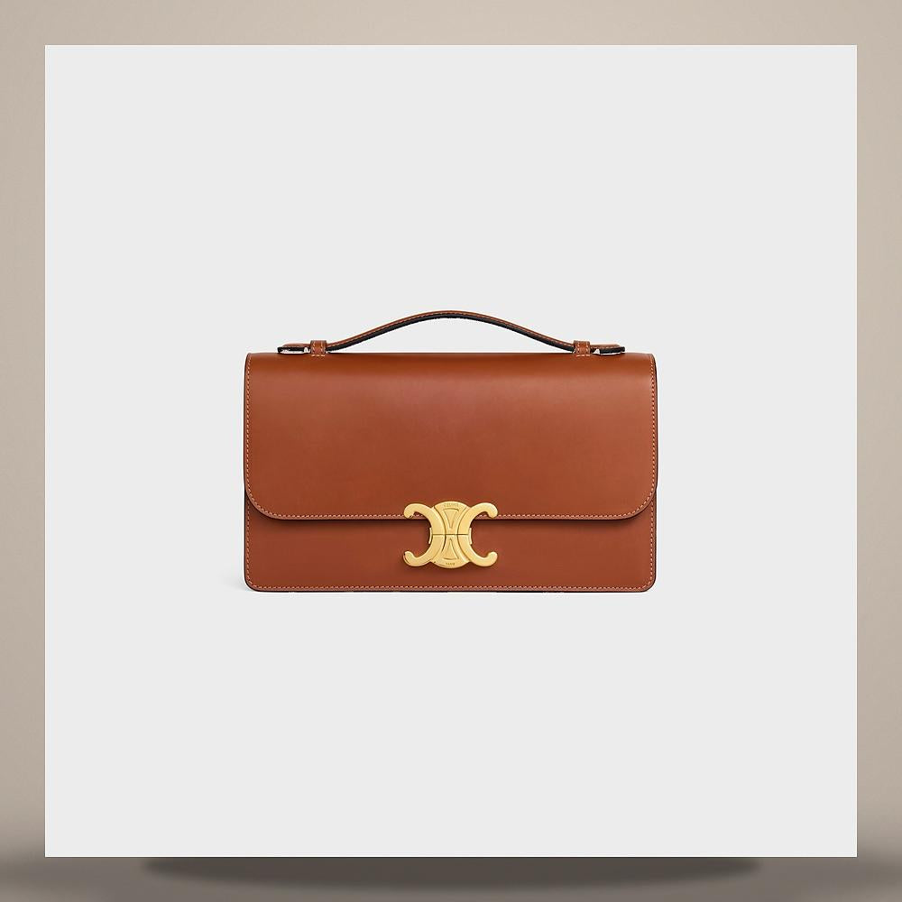 CELINE Medium Triomphe Folio Natural Calfskin Tan Tote Bag L102U3705 04LU