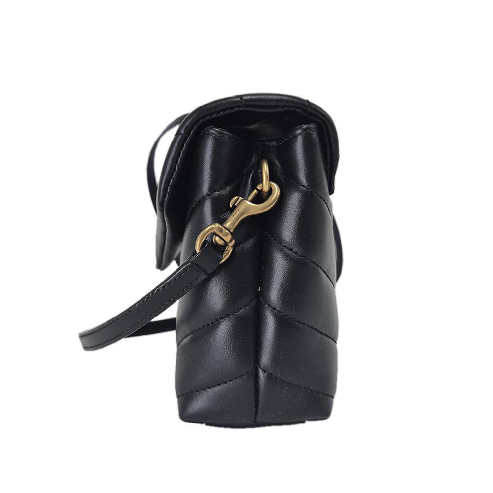 Saint Laurent Loulou Toy Quilted Leather Shoulder Bag Black Sm 678401 DV707 1000