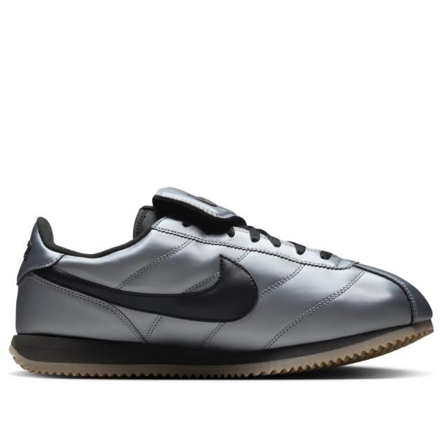 Nike Cortez Leather SE Metallic Cool Gray/Black Low-Top Sneakers