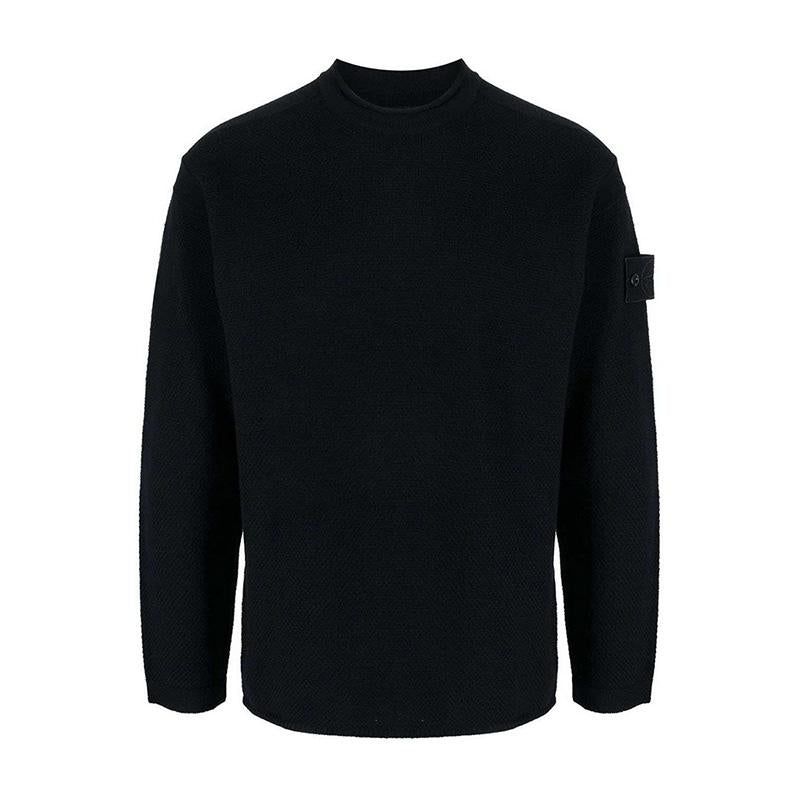 STONE ISLAND Ghost Piece Logo Patch Navy Crewneck Knit Sweater