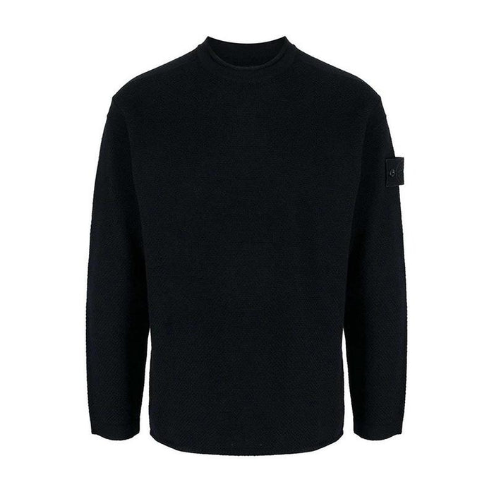 STONE ISLAND Ghost Piece Logo Patch Navy Crewneck Knit Sweater