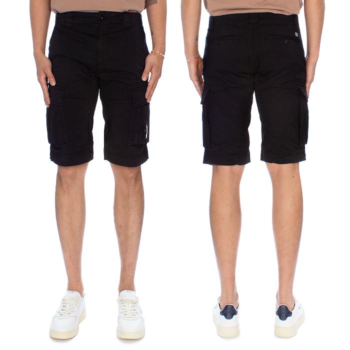 CP Company Stretch Satin Lens Cargo Shorts Black