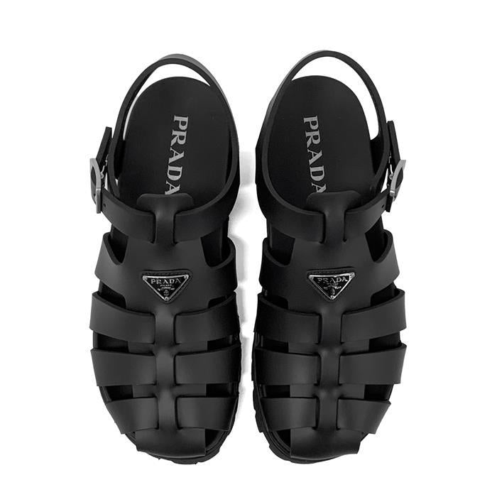 PRADA Rubber Fisherman Sandals with Triangle Logo