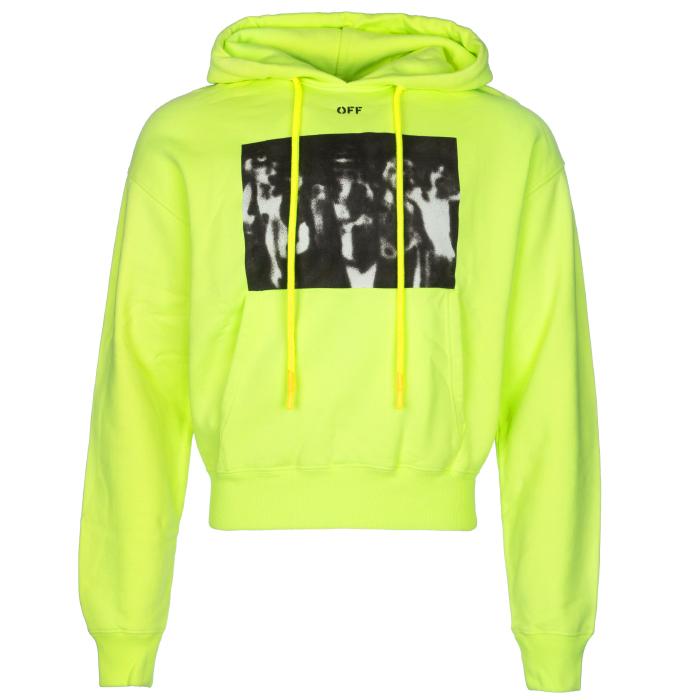 OFF WHITE Neon Printed Hooded T-Shirt for Men OMBB037R20E300156210