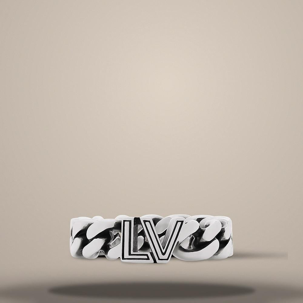 Louis Vuitton LV Club Chain Ring Silver-Tone 0.7cm Width M1760