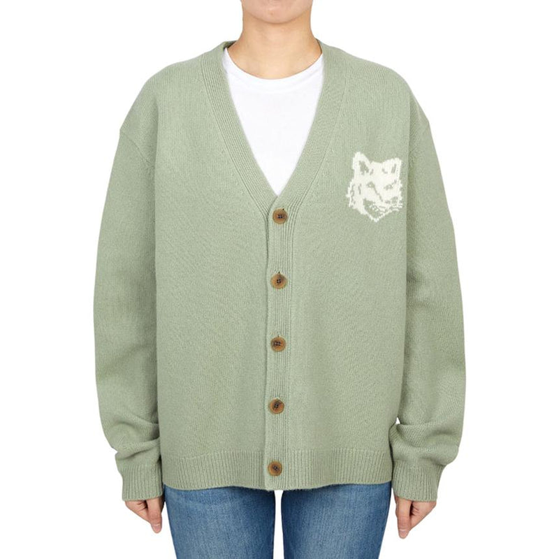 Maison Kitsune Fox Head Intarsia Wool Cardigan for Men PM00509 KM0329 0396
