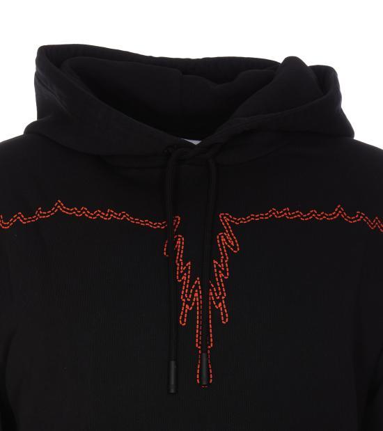 Marcelo Burlon Black Cotton Logo Print Hoodie for Women CMBB007 F23 FLE0041020