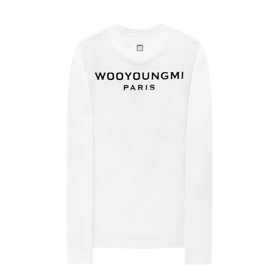 WOOYOUNGMI White Back Logo Cotton Long Sleeve T-Shirt