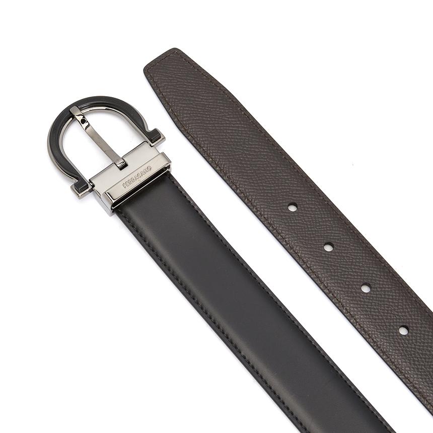 Ferragamo Gancini Men’s Reversible Leather Belt Pre-Cut 670196 0770683