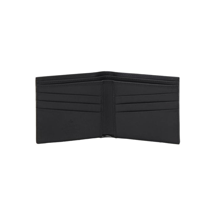 Vivienne Westwood Logo Hand Print Leather Bifold Wallet Black