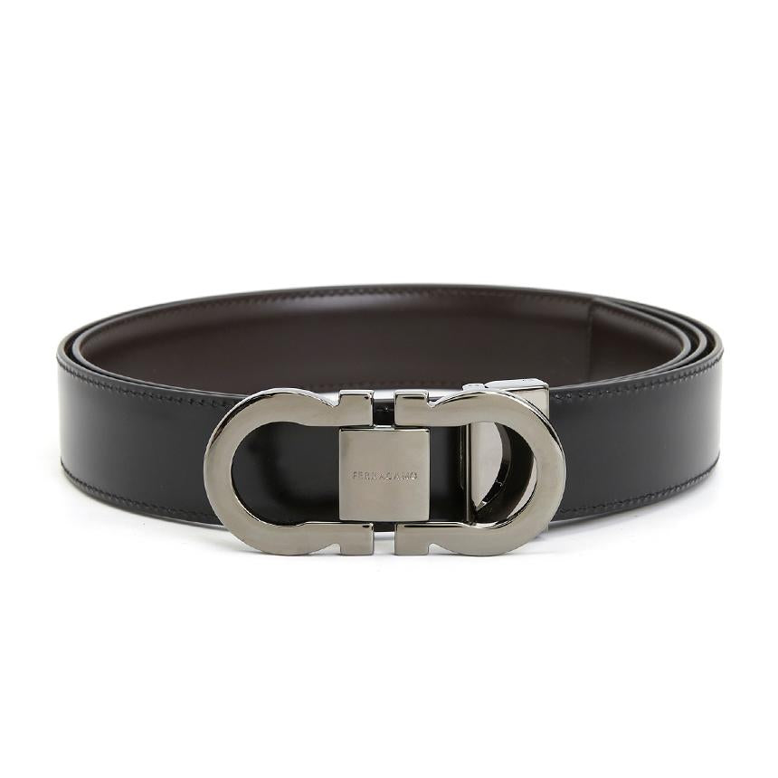 Ferragamo Gancini Reversible Leather Belt Men Black/Brown