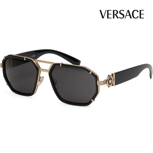 Versace Black Two-Bridge Medusa Gold-Trim Unisex Sunglasses VE2228 1002 87