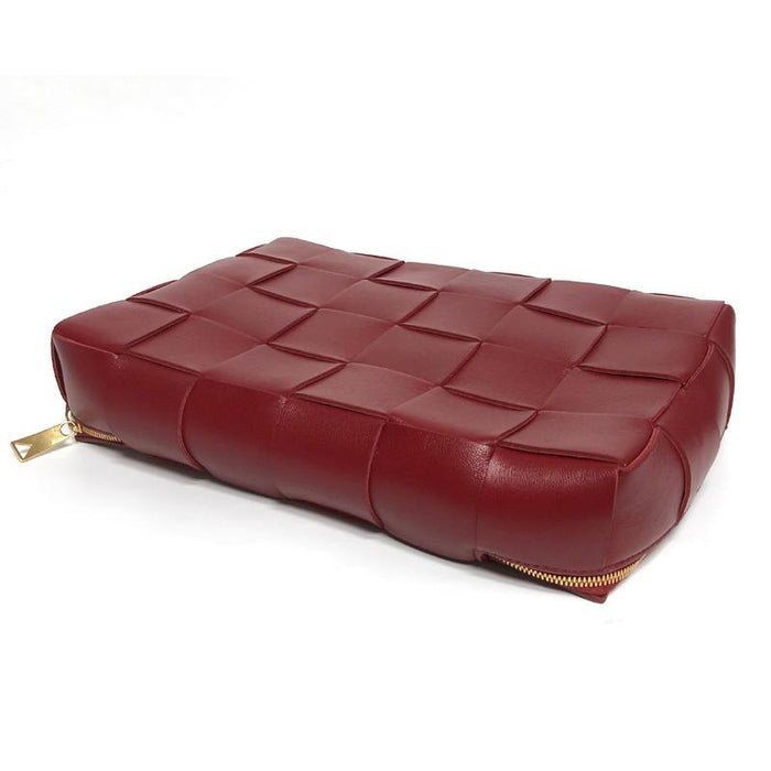 Bottega Veneta Dark Red Leather Travel Case Clutch