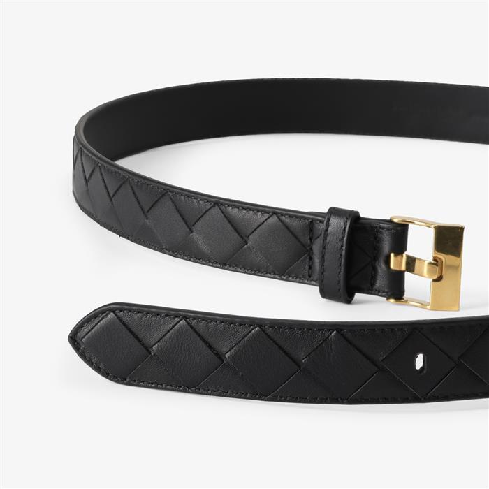 Bottega Veneta Intrecciato Leather Belt for Women Black