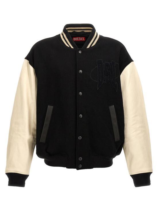 DIESEL Bomber Jacket Men’s Black Nylon Zip-Up A144140LHAL9XX DOM