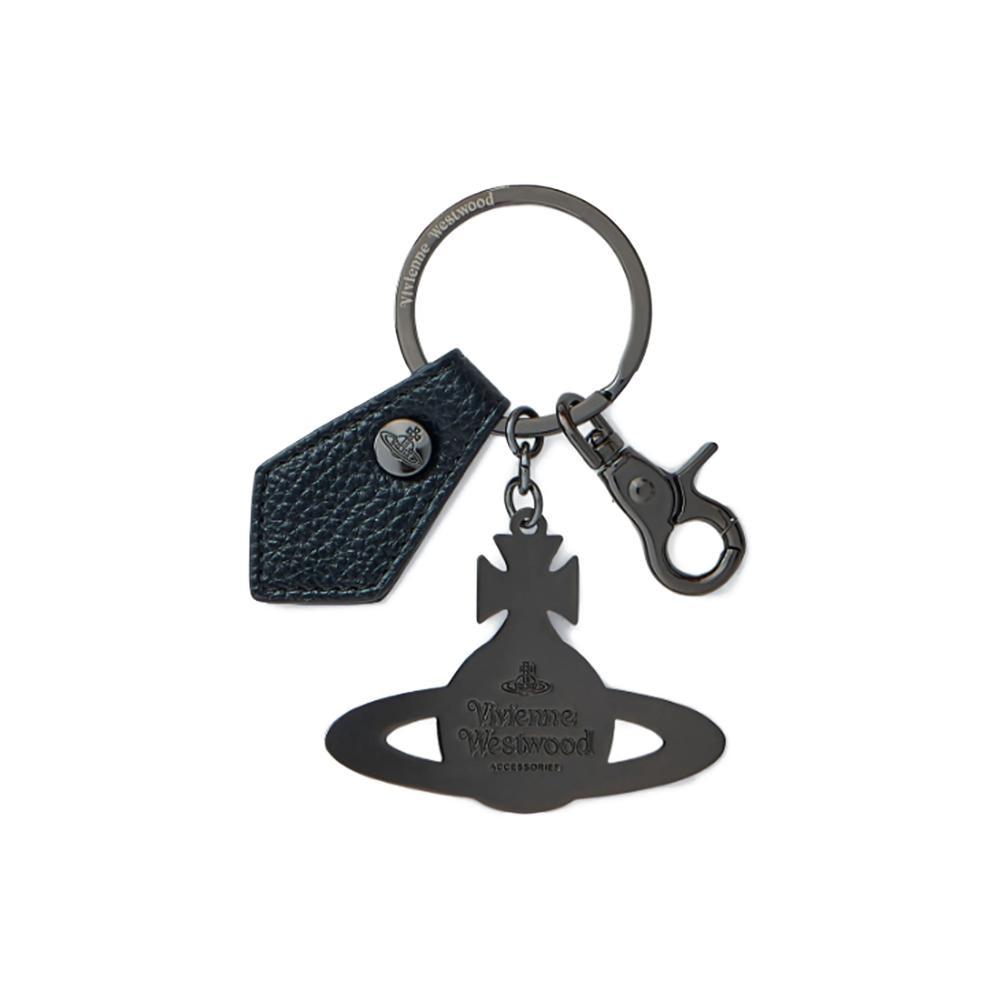 Vivienne Westwood Hammered ORB Logo Black Keyring 8203011MU OM0014 N403