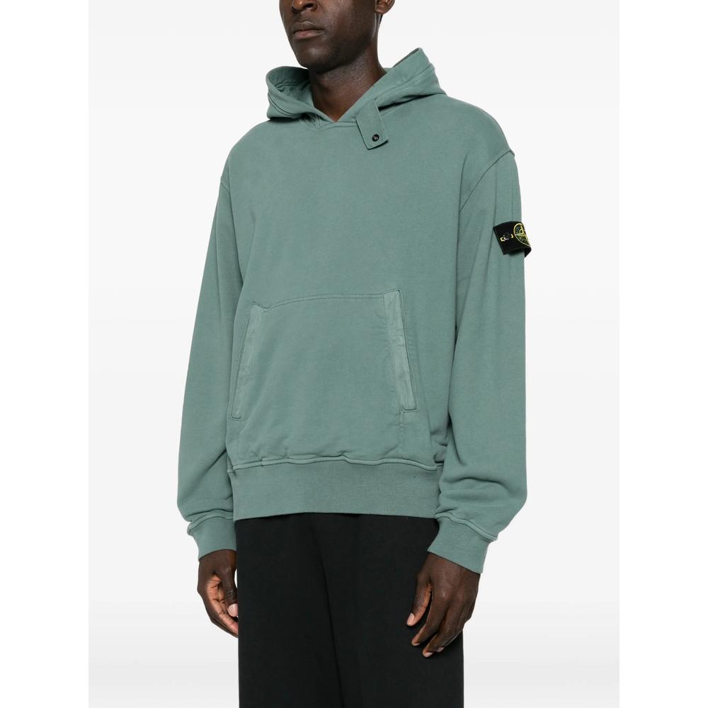 STONE ISLAND Cotton Fleece Pullover Hoodie Men's Navy