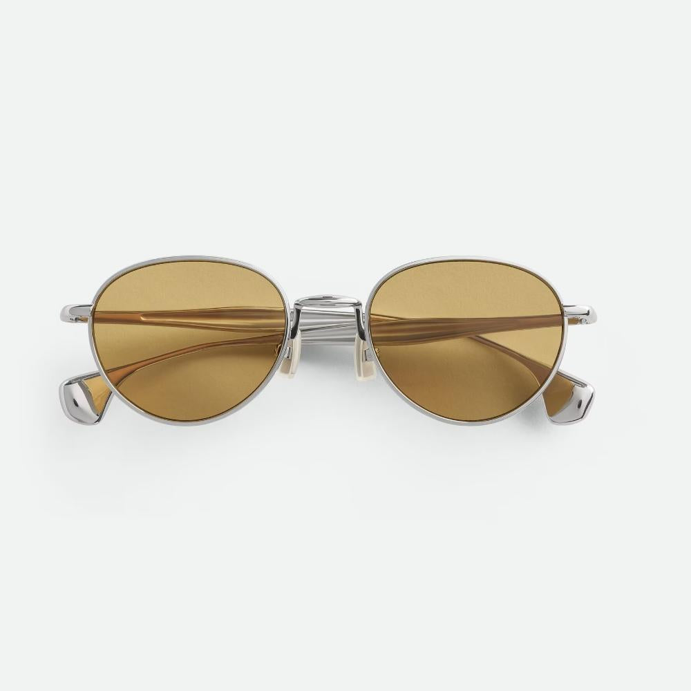 Bottega Veneta Silver Brown Pantos Sunglasses