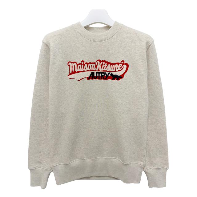 AUTRY x Maison Kitsuné Logo Appliqué Sweatshirt Melange Beige