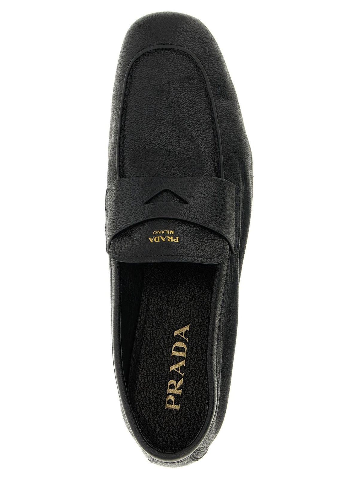 PRADA Black Leather Slip-On Loafers for Men